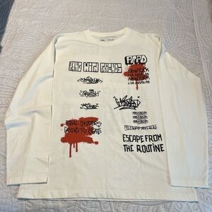 Graphic Long Sleeve White Shirt